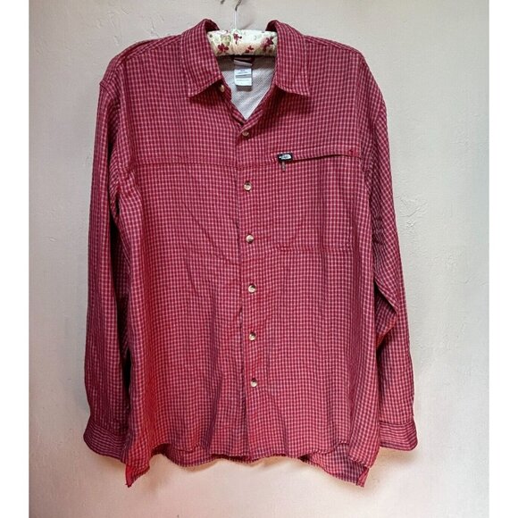 The North Face Men Medium Casual Button Down Shirt Long Sleeve Red Check Outdoor